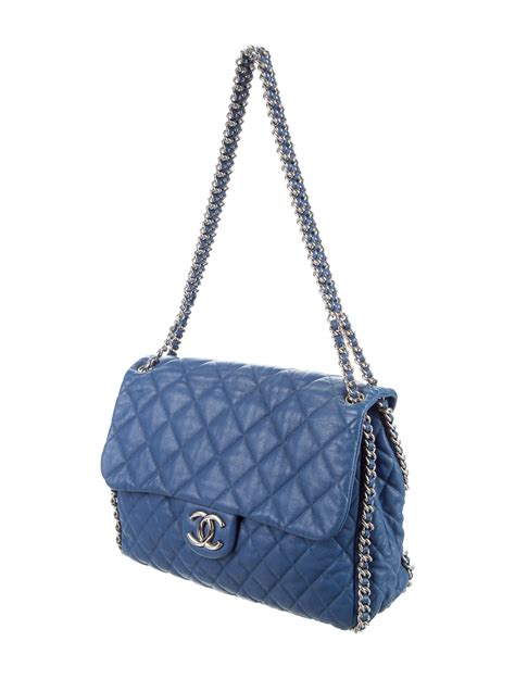 chanel chain around bag blue|Chanel shoulder bag with chain.